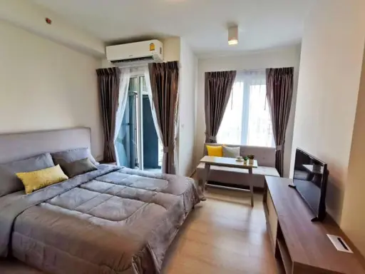 New condo, ready to move in, Chapter One Eco, Ratchada-Huay Kwang, Studio room, 1 bathroom, 17th floor, very beautiful decoration.