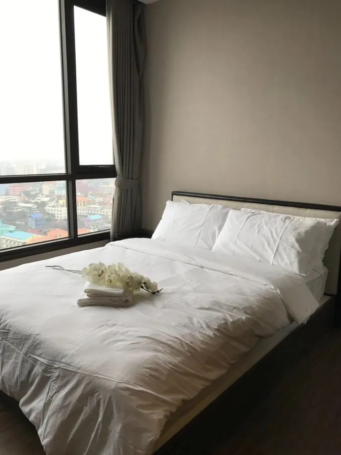 ให้เช่า The Line Sukhumvit 71 ชั้น 19 วิวเมือง ตกแต่งครบ เตียง Queen Size นอนสบายสุดๆ สนใจ จองเลย
