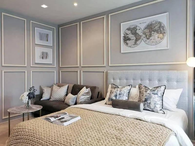 Condo for rent, Life One Wireless, studio room, beautiful decoration, looks very expensive, a lot of furniture A lot of space is not uncomfortable. Good location, easy to travel, urgently book.