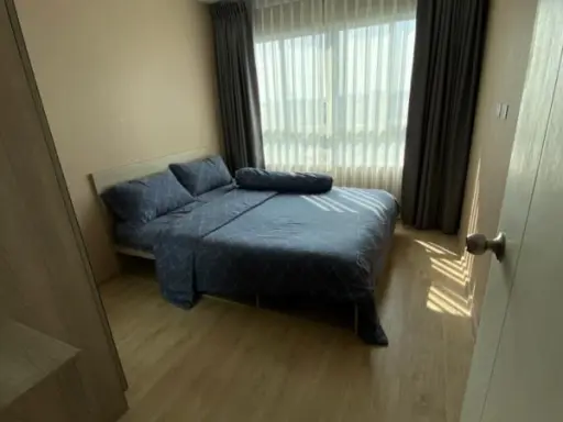 Condo near Kasetsart University for rent, Elio Del Moss Phaholyothin 34, open view, cool breeze, not hot during the day beautiful view at night